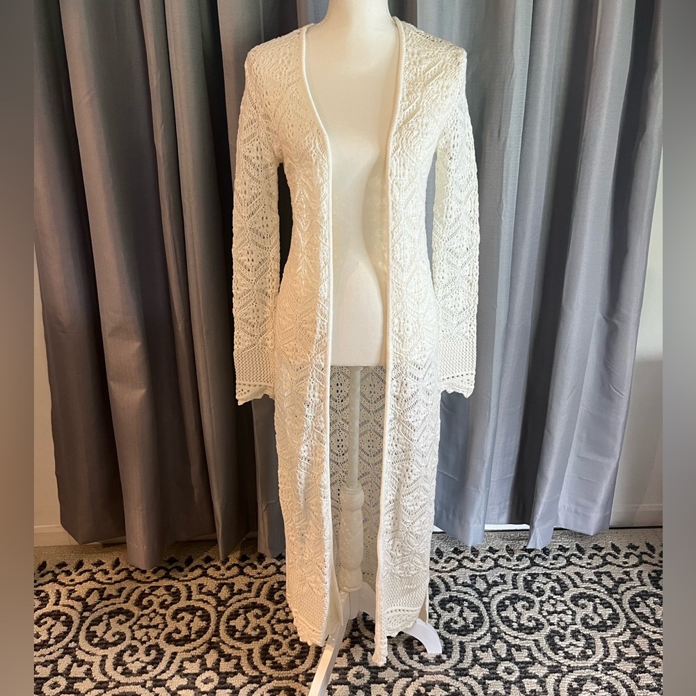 Freshman 1996 floor length white cardigan